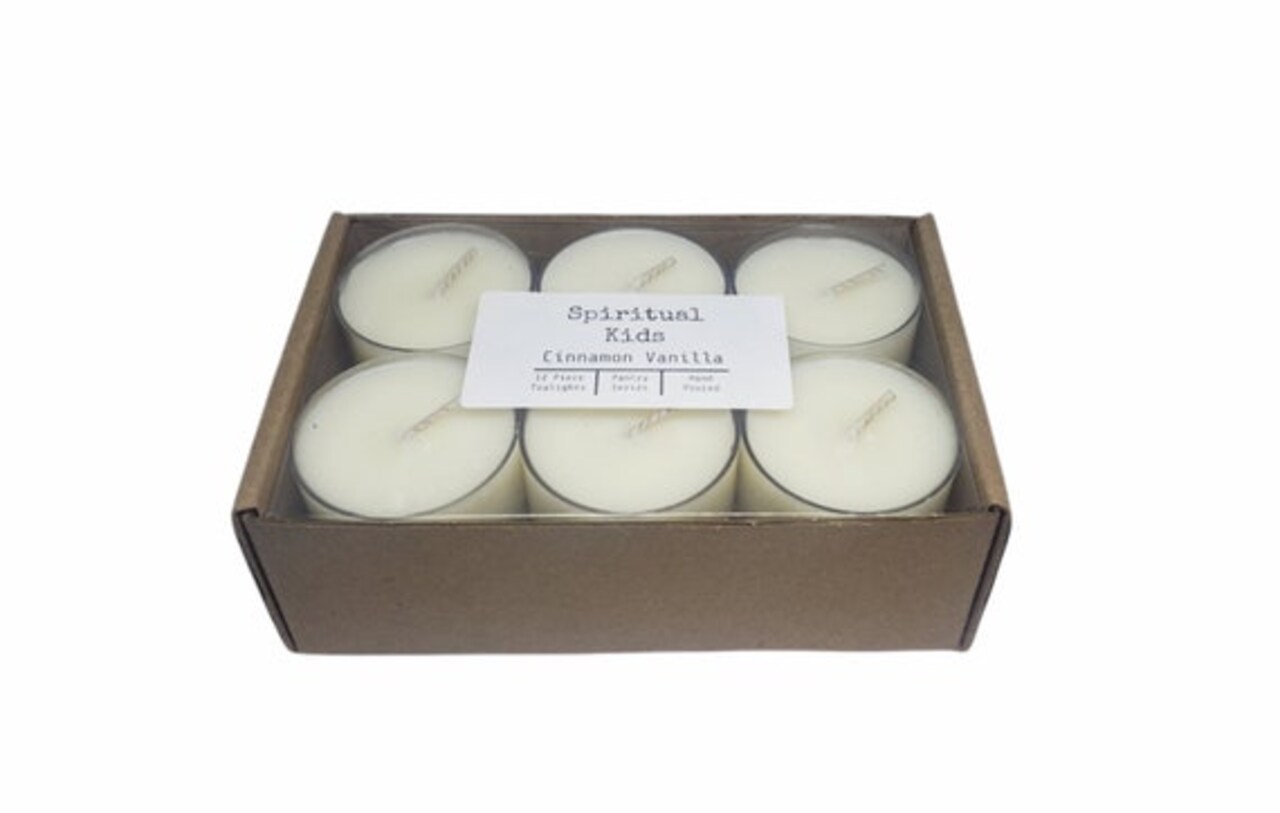 Cinnamon Vanilla Natural Soy Wax Tealights 12 Count Hand Poured with Fragrant/Essential Oils